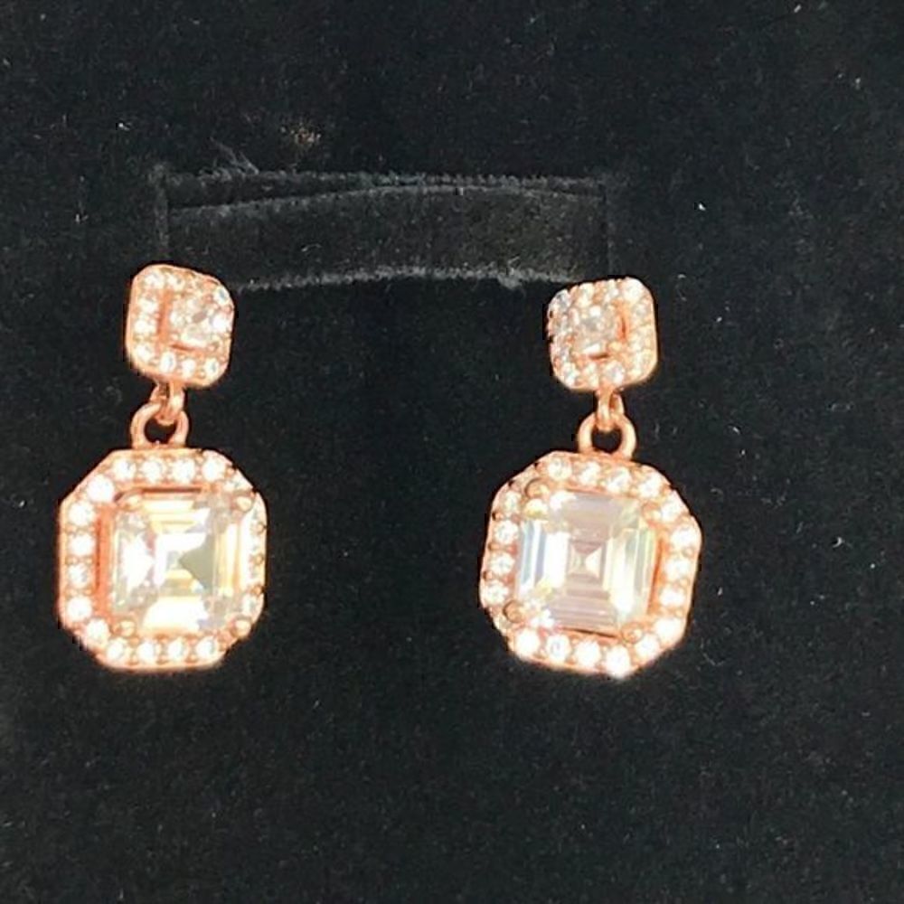 Elegant 925 silver rose earrings Swarovski crystals
